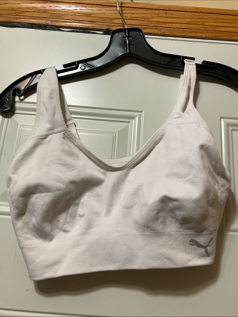 Puma White Seamless Light Support Sports Bra M